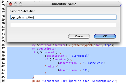 Code before Extract Subroutine refactoring